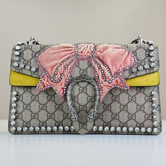 Gucci GG Logo Supreme Medium Dionysus Shoulder Bag With Diamond - Picture 1 of 9